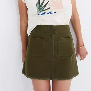 Madewell Raw-Hem A-Line Mini Skirt in Kale